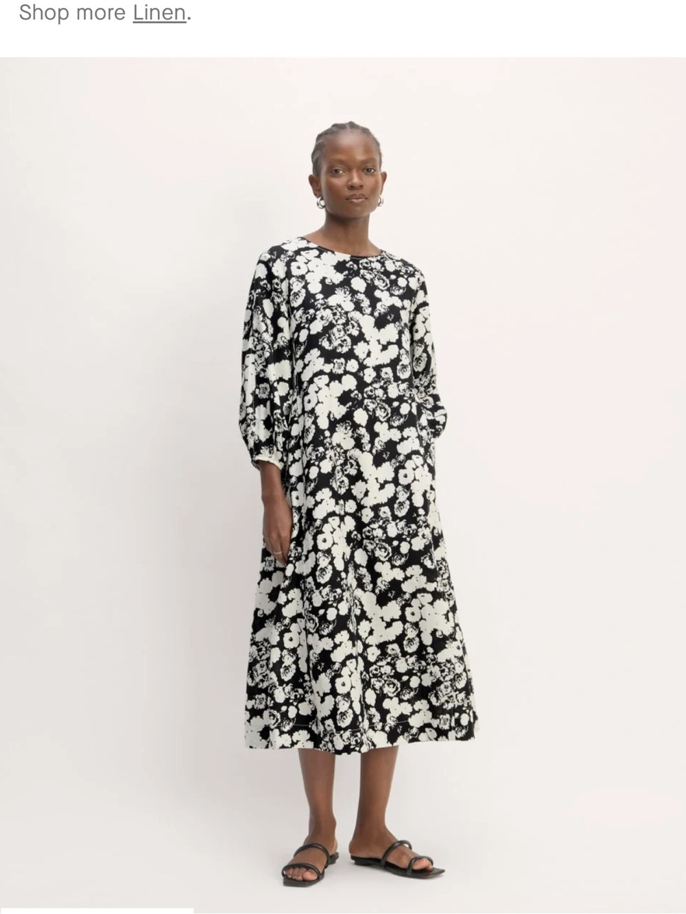 Everlane Black and White Floral Midi Dress
